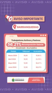 BARRANQUERAS ANUNCIÓ UN IMPORTANTE AUMENTO SALARIAL DEL 56% A TRABAJADORES MUNICIPALES